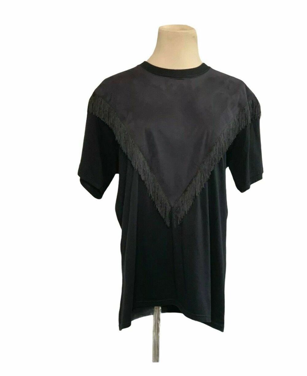 Reclaimed Vintage vegan suede fringed Boho top Shirt M